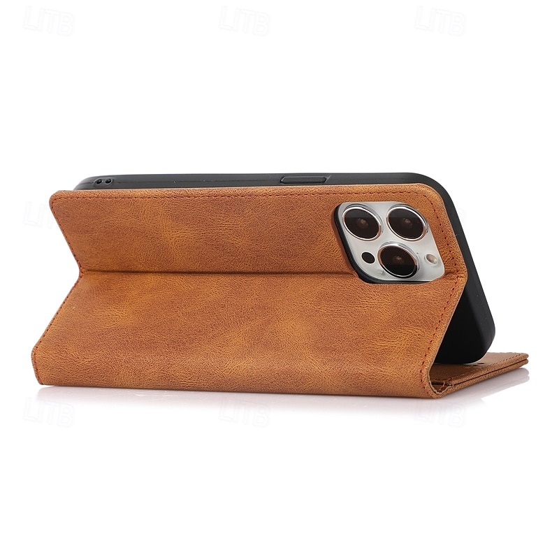 telefono Custodia Per iPhone 17 Pro Max 17 Air 16 15 14 Pro Max Plus 13 12 11 Pro Max Mini Copertura Posteriore con Supporto Magnetico Slot per Carte Retrò TPU Pelle PU del 2025 a $12.99 –P1