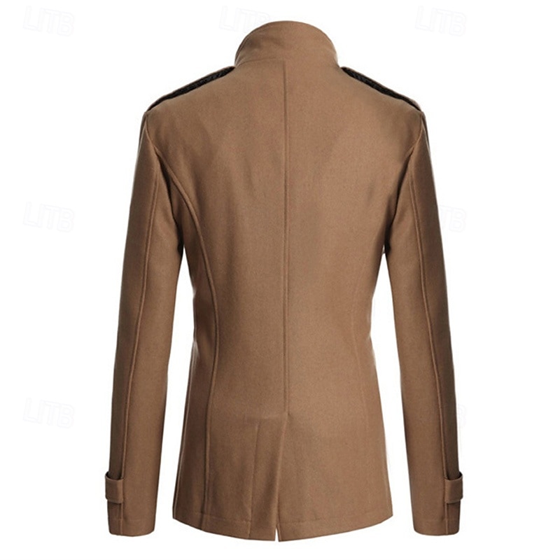Herr Peacoat Trenchcoat Dagligen Semester Höst vinter Polyester Håller värmen Ytterkläder Kläder Mode Klassisk Slät Ficka Hög krage Dubbelknäppt 2025 - $48.99 –P4