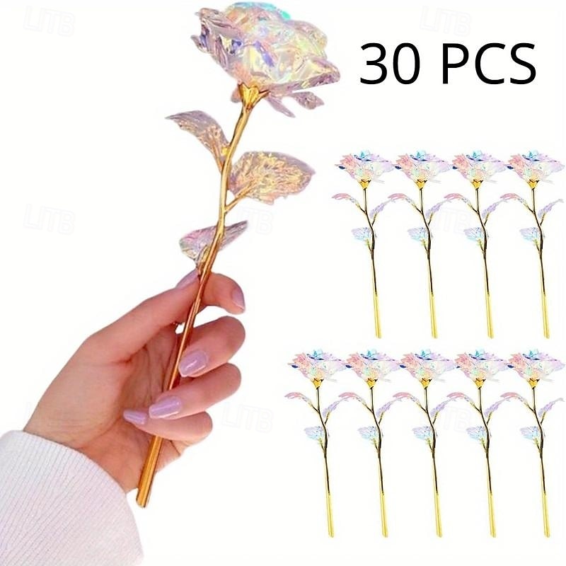 30 db időtlen klasszikus színes rózsa művirág - valósághű, tartós, romantikus ajándék barátnőnek, feleségnek, anyának, nőknek valentin napra, anyák napjára, születésnapra, évfordulóra, esküvői 2025 - $14.49 –P10
