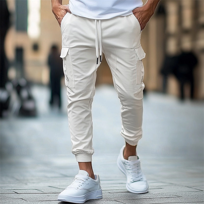 Homens Calças Cargo Calças Calça Jogger Com Cordão Cintura elástica Bolso multi Tecido Conforto Macio Comprimento total Ao ar livre Casual Diário Moda Roupa de rua Preto Verde Tropa Micro-Elástica de 2025 por $20.99 –P1
