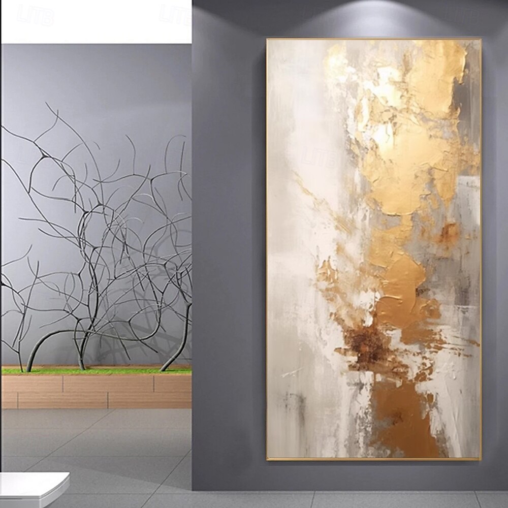 handgemachtes Ölgemälde auf Leinwand, Wandkunst, Dekoration, moderne abstrakte goldene Textur für die Inneneinrichtung, gerolltes, rahmenloses, ungedehntes Gemälde 2025 - $58.99 –P4