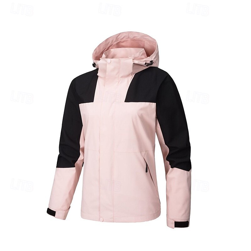 Homens Mulheres Jaqueta de Trilha Inverno Ao ar livre Bloco de cor Prova-de-Água A Prova de Vento Zíper Frontal Jaqueta leve Zip Completo Campismo / Escursão / Espeleologismo Preto Rosa claro Camelo de 2025 por $38.99 –P12