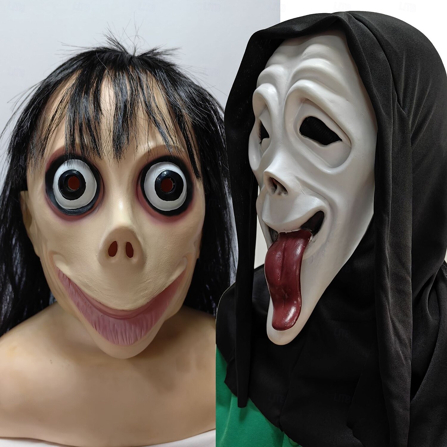 Masque Halloween Complet En Latex - Démon Souriant Blanc - Costume Horreur Adulte Homme/femme