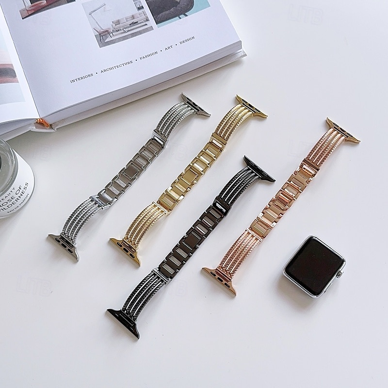 Solo Loop Συμβατό με Ζάντα ρολογιού Apple Watch 38mm 40mm 41mm 42mm 44mm 45mm 49mm Γυναικεία Μεταλλικό κούμπωμα Ρυθμιζόμενο κράμα Ανταλλακτικό λουράκι ρολογιού για iwatch Ultra 2 Series 9 8 7 SE 6 5 2025 - $20.99 –P1