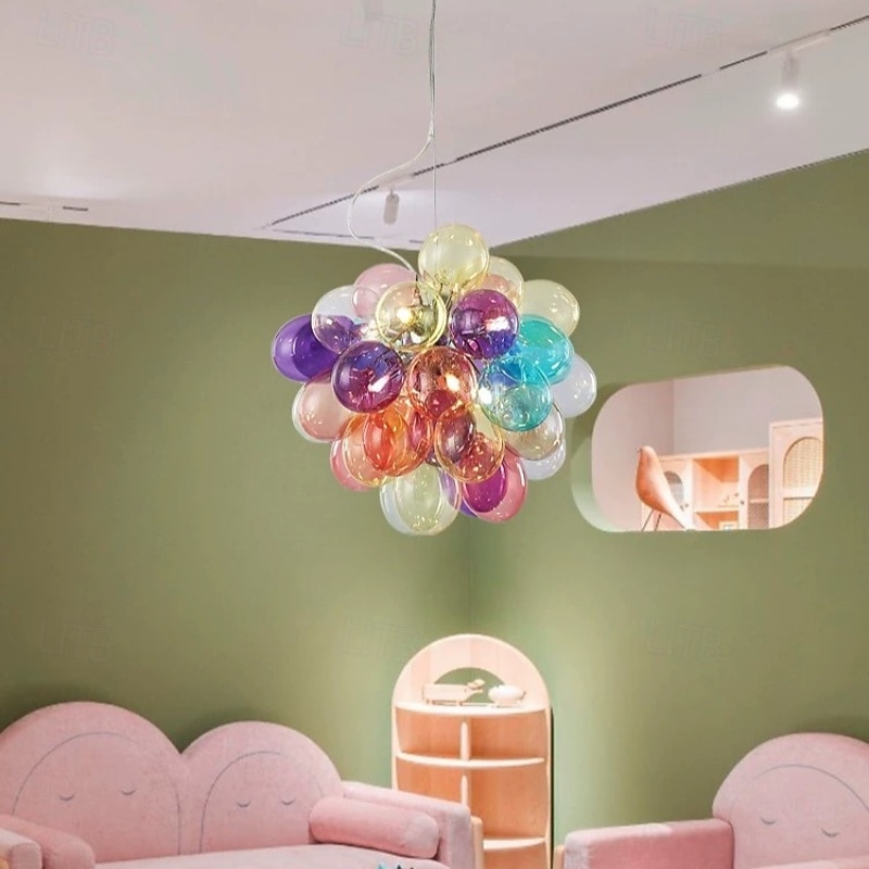 Suspension LED blanc chaud 3/5/8 lumières design moderne Spoutnik G9 globe en verre coloré abat-jour en verre lustre câble réglable plafonnier pour îlot de cuisine chambre à coucher boules à bulles de 2025 ? $449.99 –P3