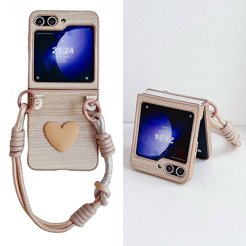 telefoon hoesje Voor Samsung Galaxy Z Flip 7 Z-flip 6 Z Flip 5 Z Flip 4 Z Flip 3 Achterkant met polsband Schokbestendig Retro tekstiili TPU 2025 - $18.99 –P8