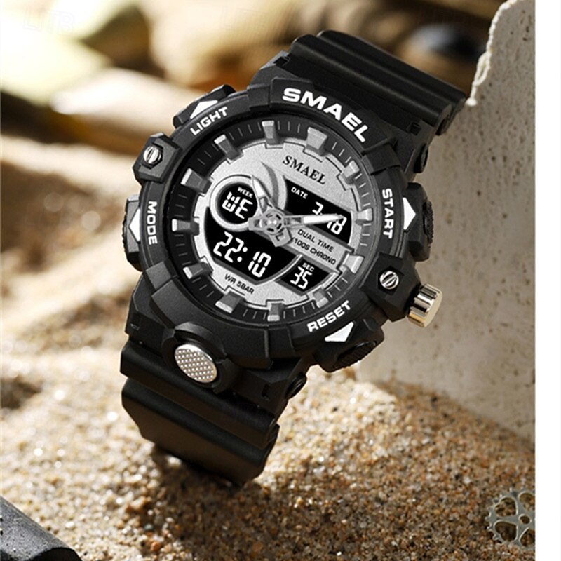 Reloj electrónico de cuarzo Smael de nueva moda para hombre, con decoración deportiva y de ocio, luz nocturna, resistente al agua, calendario, pantalla semanal, reloj despertador para hombre 2025 - $27.99 –P7