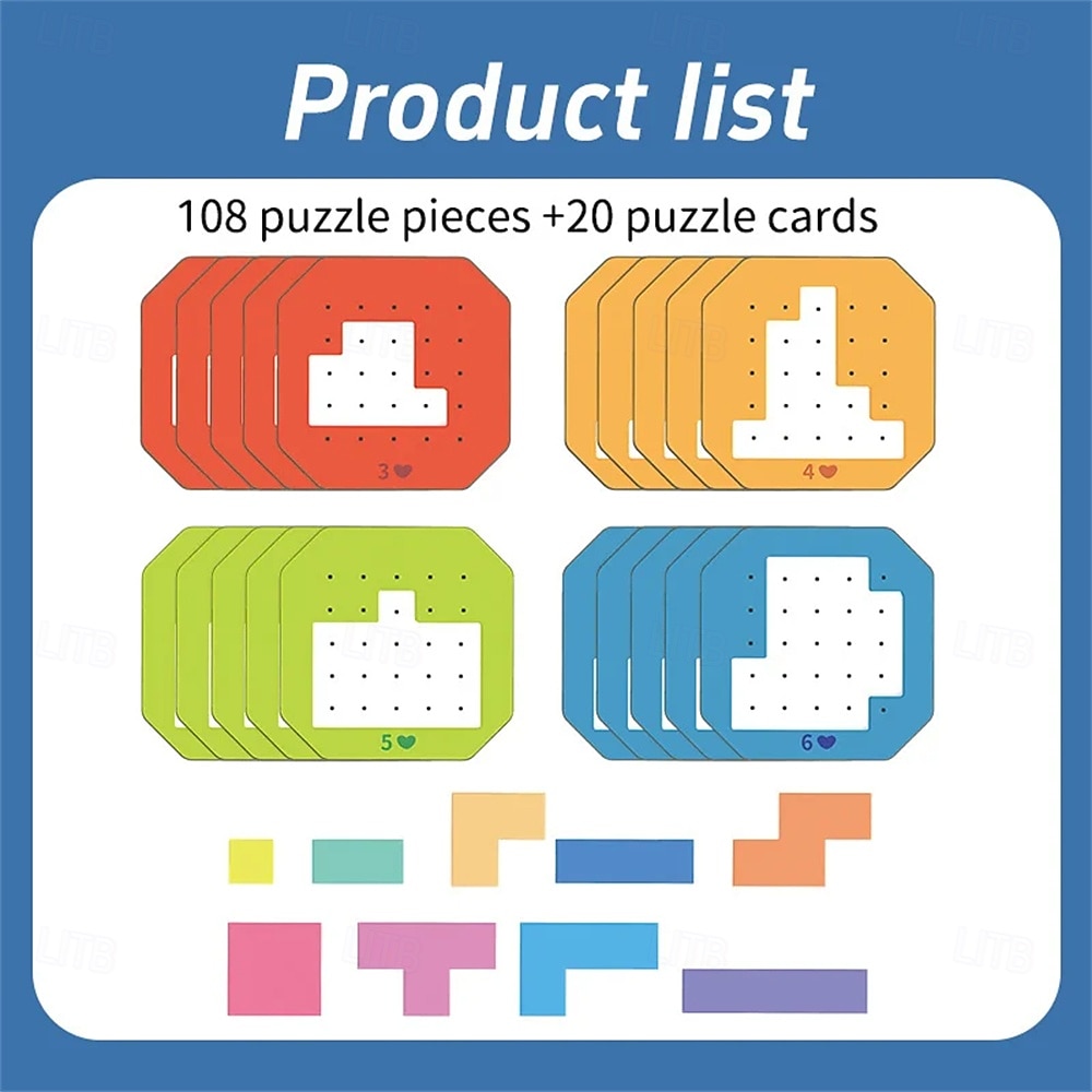 3d desktop creativ joc puzzle din lemn pentru copii tangram jucării matematice blocuri de construcție table joc cu formă de culoare jucării educaționale timpurii 2025 - $15.99 –P3