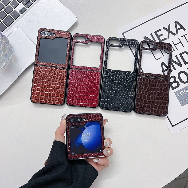 2025年 電話 ケース 用途 Zフリップ6 Z Flip 5 Z Flip 4 Z Flip 3 バックカバー 耐衝撃 レトロ風 TPU PUレザー  コレクション – $14.99 –P1