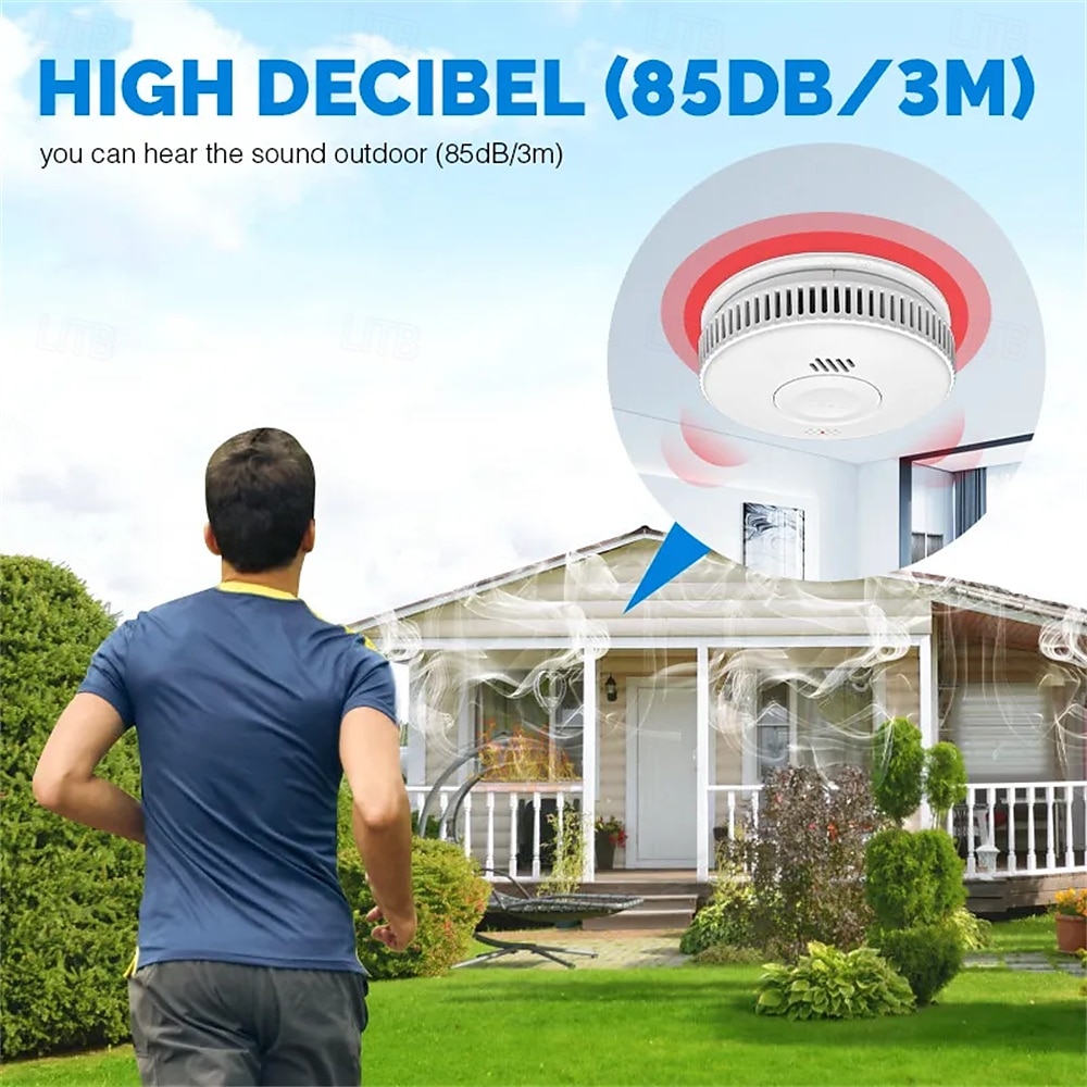 Detector de humo inalámbrico, alarma de humo, sensor fotoeléctrico, detector de incendios, alarma de humo avanzada, aplicación wifi 2025 - $49.99 –P6
