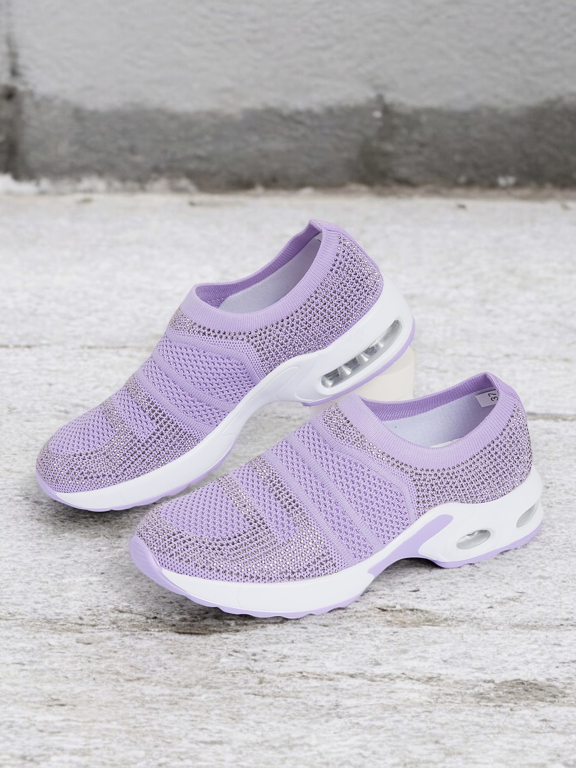 leichte lila Slip-On-Sneaker für Damen mit Strass-Details – bequeme Luftpolstersohle zum Gehen und für die Freizeit 2025 - $32.99 –P1