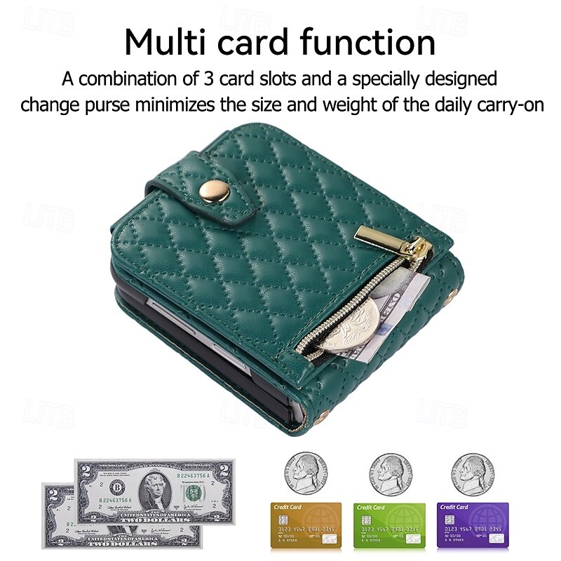 Phone Case For Z Flip 6 Z Flip 5 Z Flip 4 Z Flip 3 Flip Cover with Stand Holder Zipper with Wrist Strap Retro TPU PU Leather 2025 - $23.99 –P11