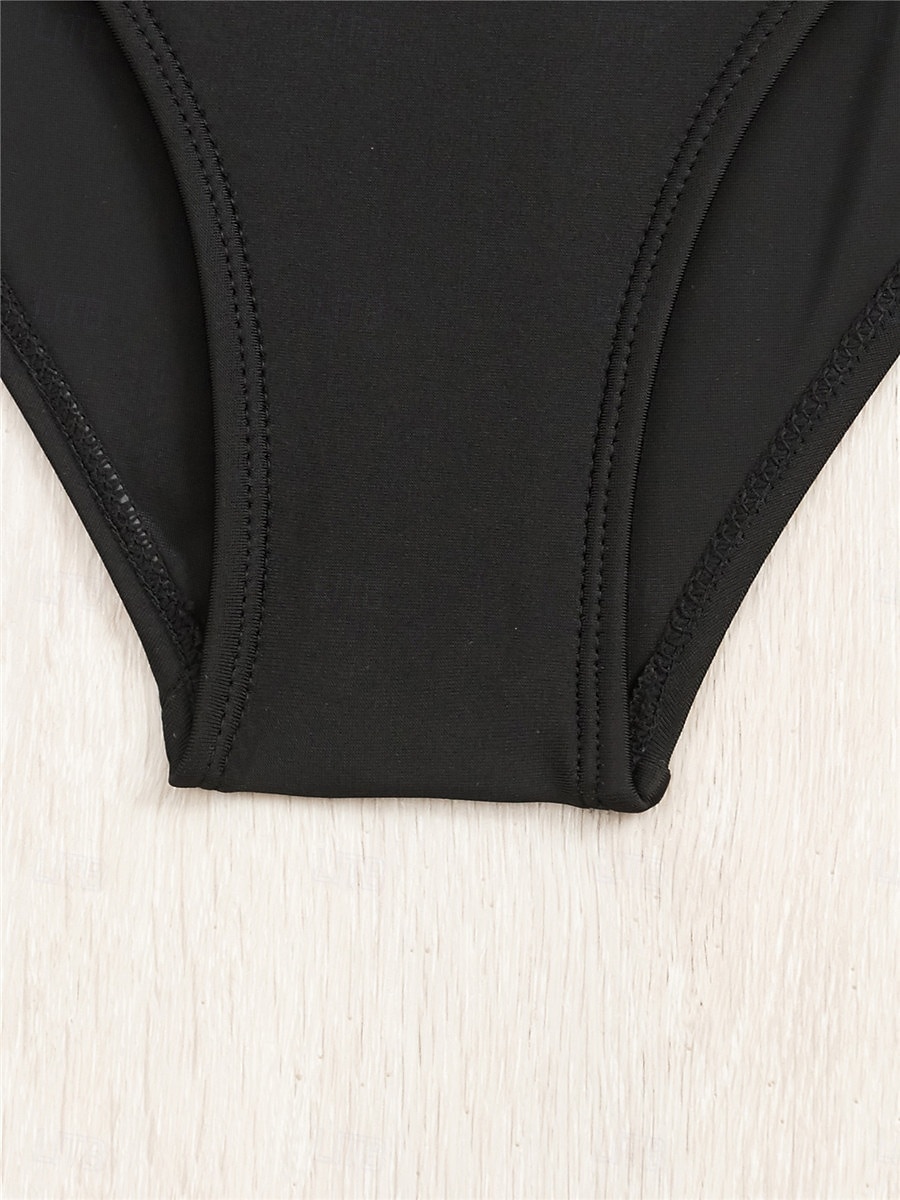 Dam Badkläder En bit Monokini Baddräkt Öppen rygg Magkontroll Hög midja Smal Semester Standkläder Ensfärgat Rundhals Ärmlös Baddräkter 2025 - $5.99 –P7