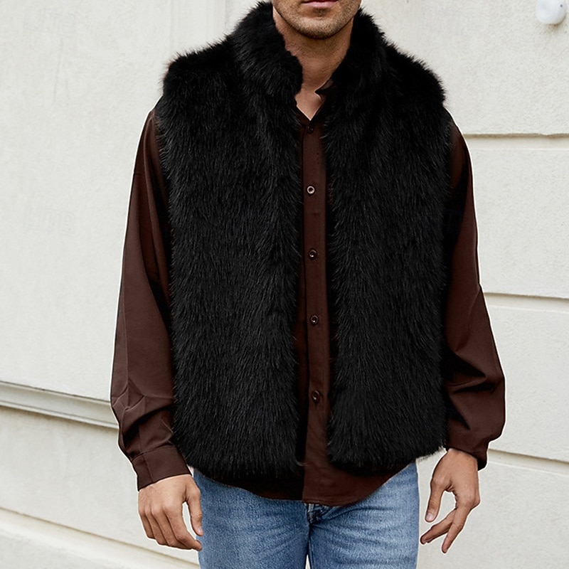 Per uomo Gilet Cappotto di pelliccia sintetica Giornaliero Appuntamento Da mare Di tendenza Informale Autunno inverno Tenere al caldo Poliestere Comodo Liscio Cardigan Colletto alla coreana Standard del 2026 a $39.99 –P7