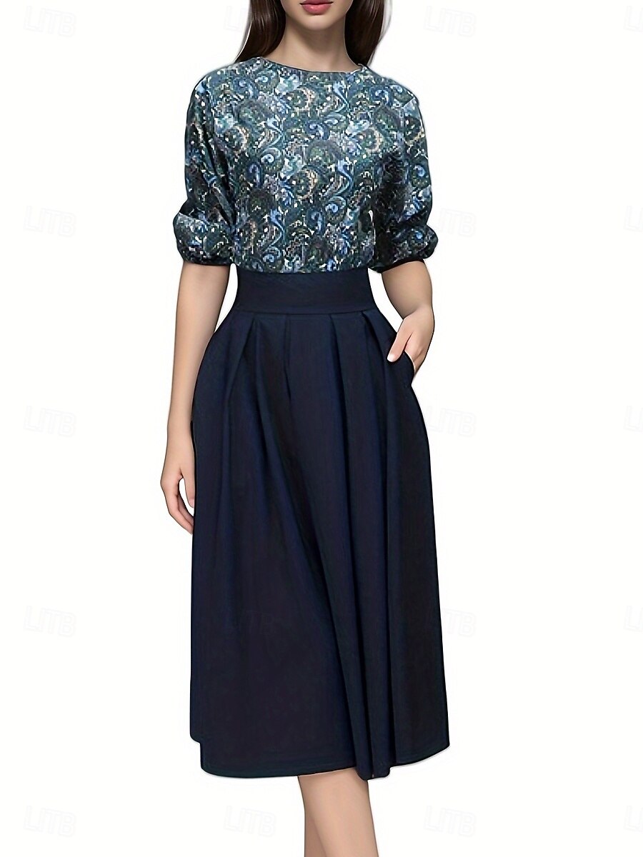 Vintage Inspired Midi Dress Audrey Hepburn Fancy Dress Women's Daily Wear  Going out Party / Cocktail Fall & Winter 2026 - CAD $26.99