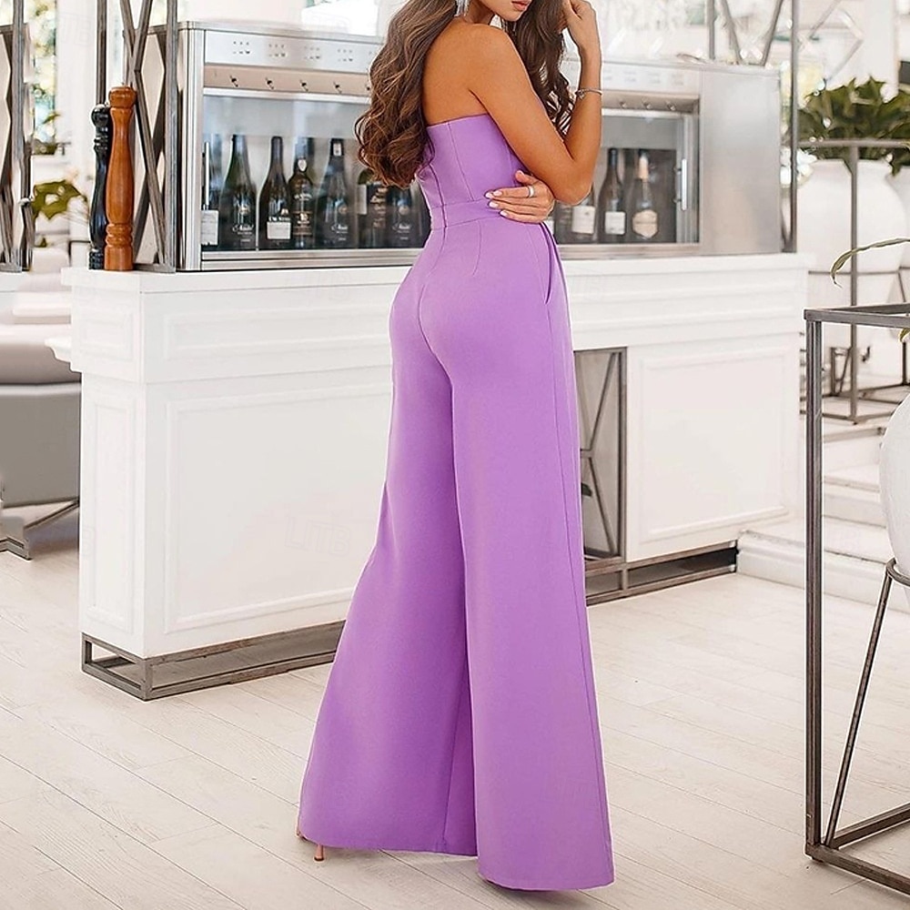 Jumpsuits Party Kleider Party Kleid Formelles Bodenlang Ärmellos Strapless Chiffon mit Schlitz 2025 - $79.99 –P4