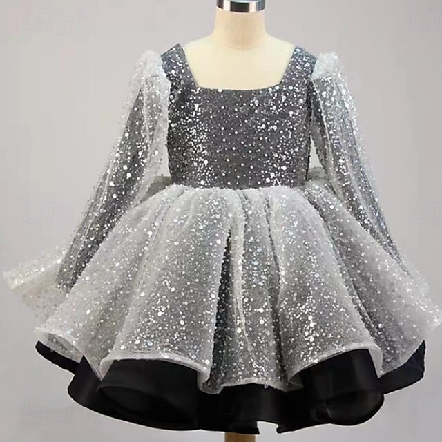 Infantil Para Meninas Vestido de festa Côr Sólida Manga Longa Espetáculo Com Transparência Princesa Doce Com Transparência Longuette Vestido da bainha Vestido De Tule Verão Primavera Outono Crianças de 2025 por $79.99 –P5