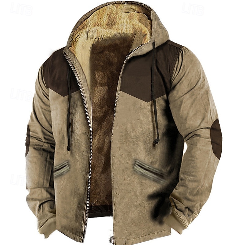 Per uomo Felpa con cappuccio e zip Felpa con cappuccio a zip intera Sherpa peloso Giacca in pile Felpa con cappuccio in pile Blu Marrone Verde Grigio Con cappuccio Pop art Zip Up Cerniera Tasche del 2025 a $42.99 –P1