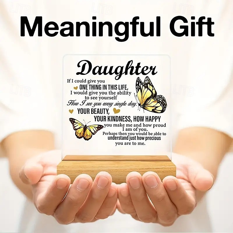 Acrylic Plaque with Wooden Base, Meaningful Gift from Son or Daughter to Mom, Commemorative Desk Sign, Thoughtful Keepsake with Wooden Stand 2025 - $9.99 –P2