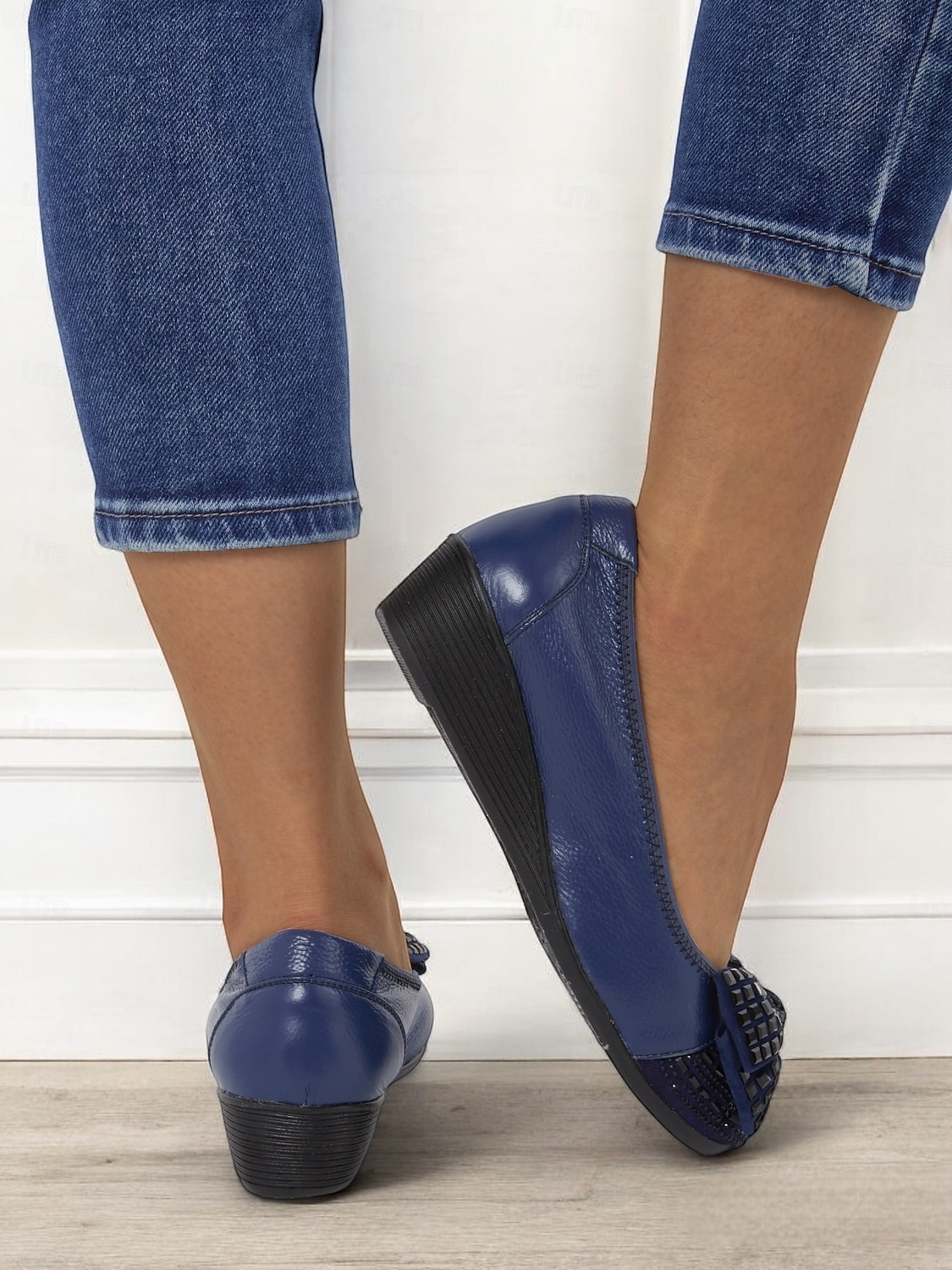 Women's Leather Wedge Flats with Decorative Bow and Embellished Toe – Comfortable Casual Slip-On Shoes for Everyday Wear 2025 - $46.99 –P10
