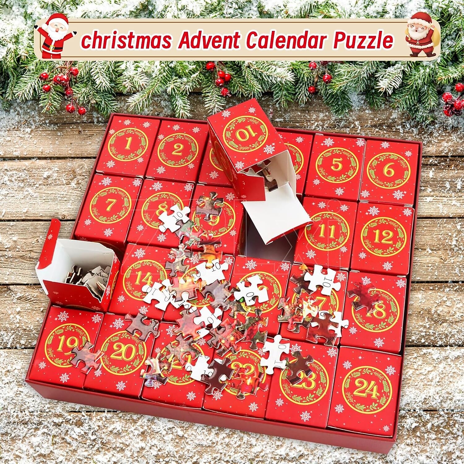 Χριστουγεννιάτικο ημερολόγιο advent παζλ για κορίτσια και αγόρια, 1008 κομμάτια χριστουγεννιάτικο παζλ ημερολόγιο αντίστροφης μέτρησης, ημερολόγιο αποκριών 2025 - $30.99 –P7