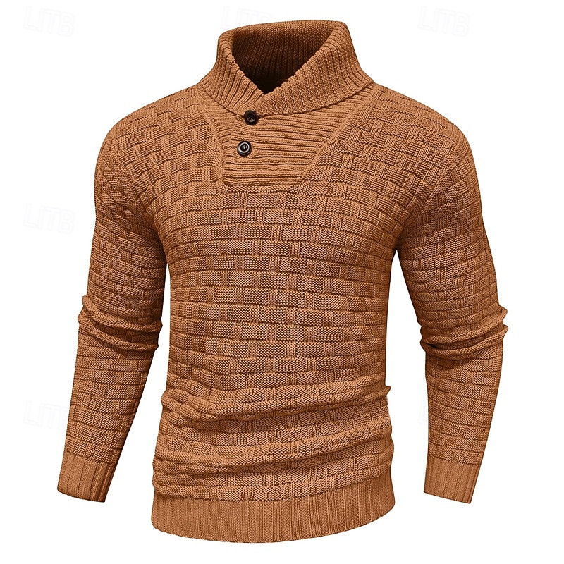 Voor heren Trui Geribd breien Normale tops Gebreid Strakke pasvorm Effen Coltrui Modern eigentijds Werk Alledaagse kleding Kleding Winter Lente & Herfst Khaki S M L 2026 - $39.99 –P4
