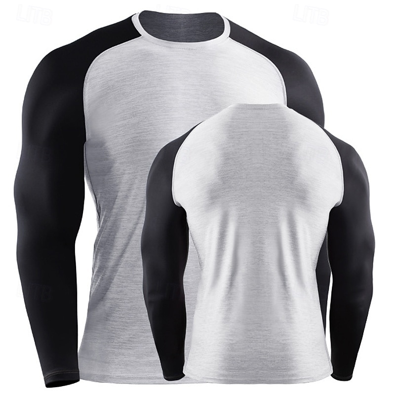 Men's Color Block Running T-Shirt Spring Fall Long Sleeve Casual Athleisure Quick Dry Breathable Gym Workout Running Walking Jogging Red Dark Navy Sage Sportswear Activewear 2026 - $21.99 –P10