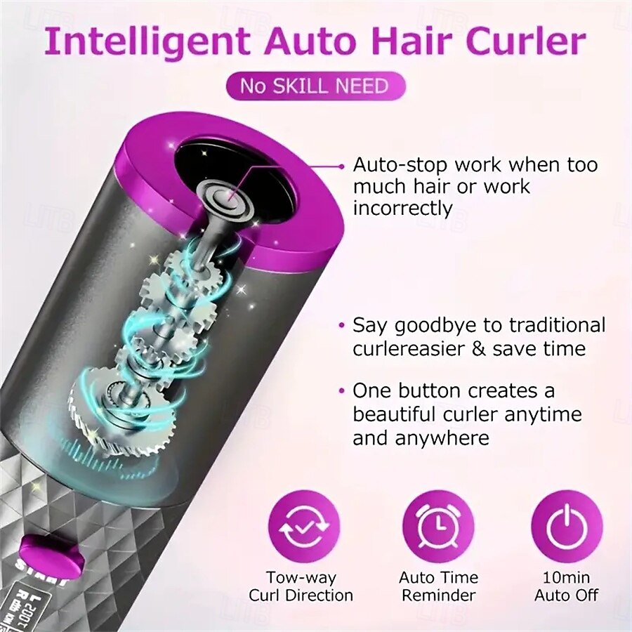 Wireless Automatic Hair Curlers Rechargeable Automatic Hair Curlers Adjustable Temperature and Timer Portable Wireless Hair Styling Tools Mother's Day Gifts Women's Gifts 2025 - $31.99 –P14
