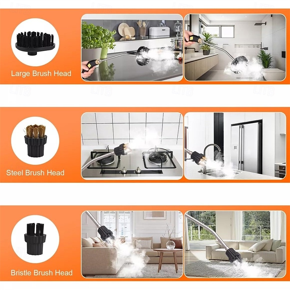 Mașină de curățat cu abur portabil de mână de 1500 W, mașină de curățat cu abur sub presiune la temperatură înaltă cu capete de perie 2026 - $78.99 –P7