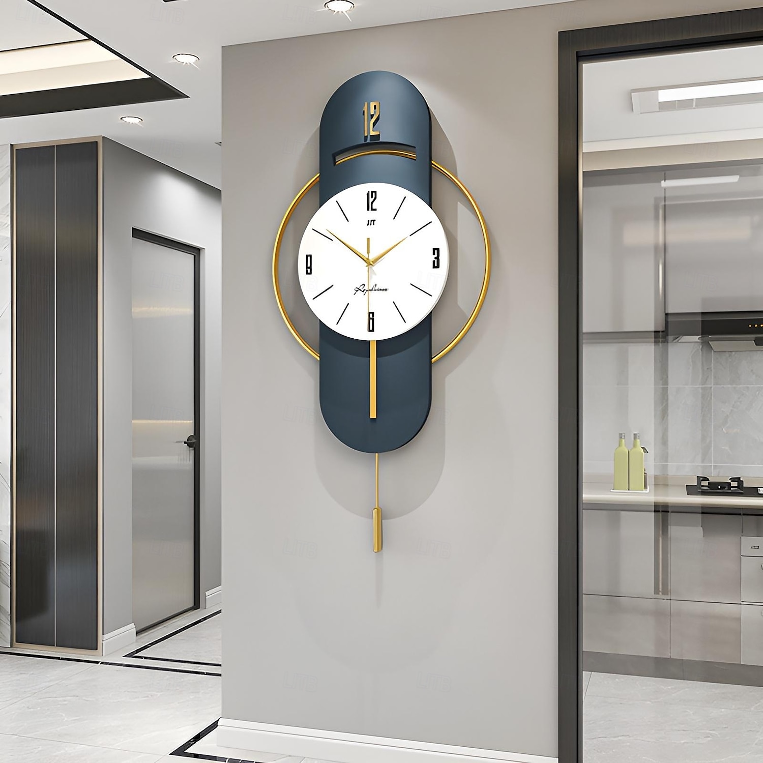 Reloj de pared de cuarzo silencioso con suspensión de tamaño completo, reloj de pared electrónico de péndulo para dormitorio y hogar, reloj de pared silencioso 2025 - $88.99 –P2