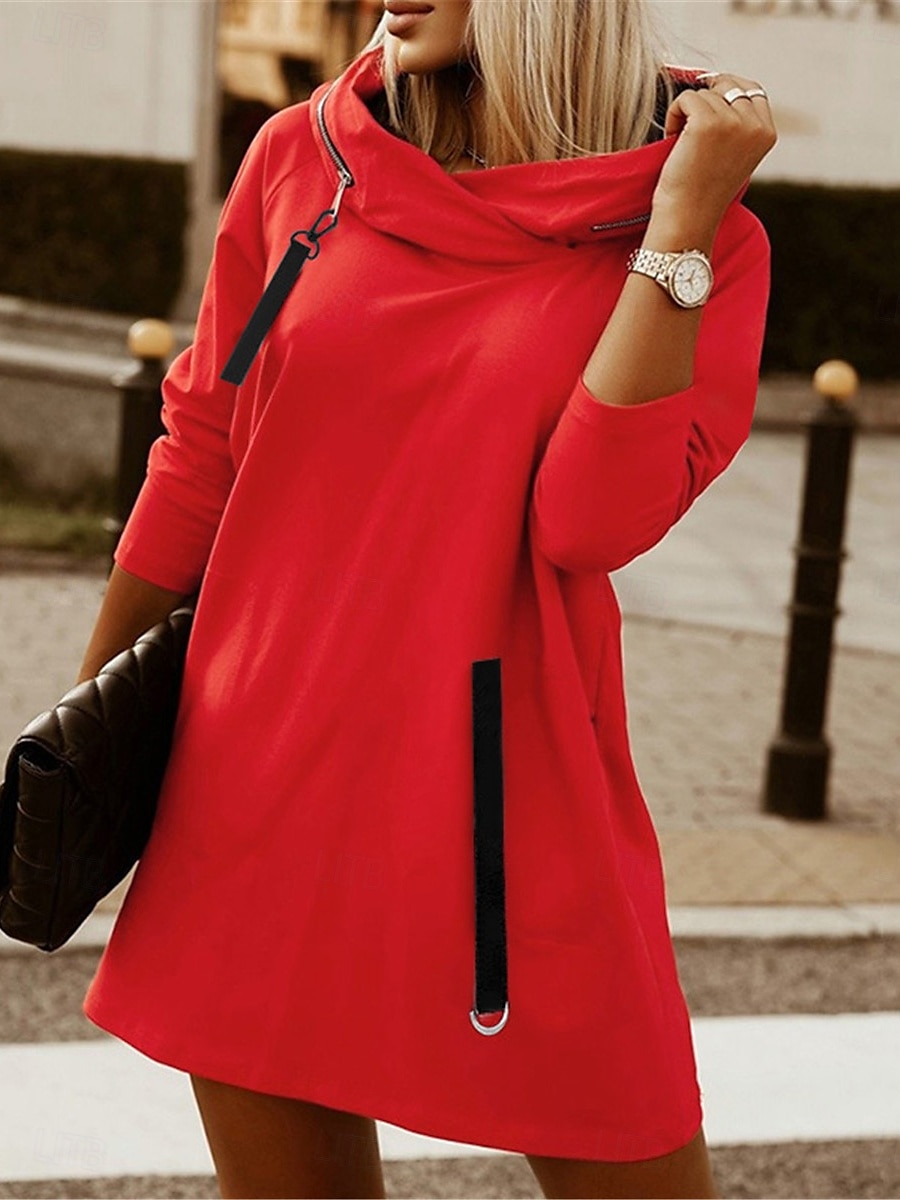 Women's Hoodie Sweatshirt Casual Plain Street Dailywear Hoodie Zipper Long Sleeve Black Red Army Green Fall Winter 2025 - $35.99 –P1
