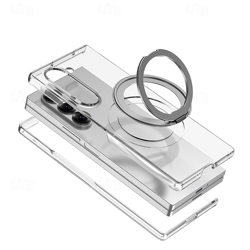 Phone Case For Samsung Galaxy Z Fold 6 Back Cover with Stand Holder Transparent Support Wireless Charging PC 2025 - $26.99 –P11
