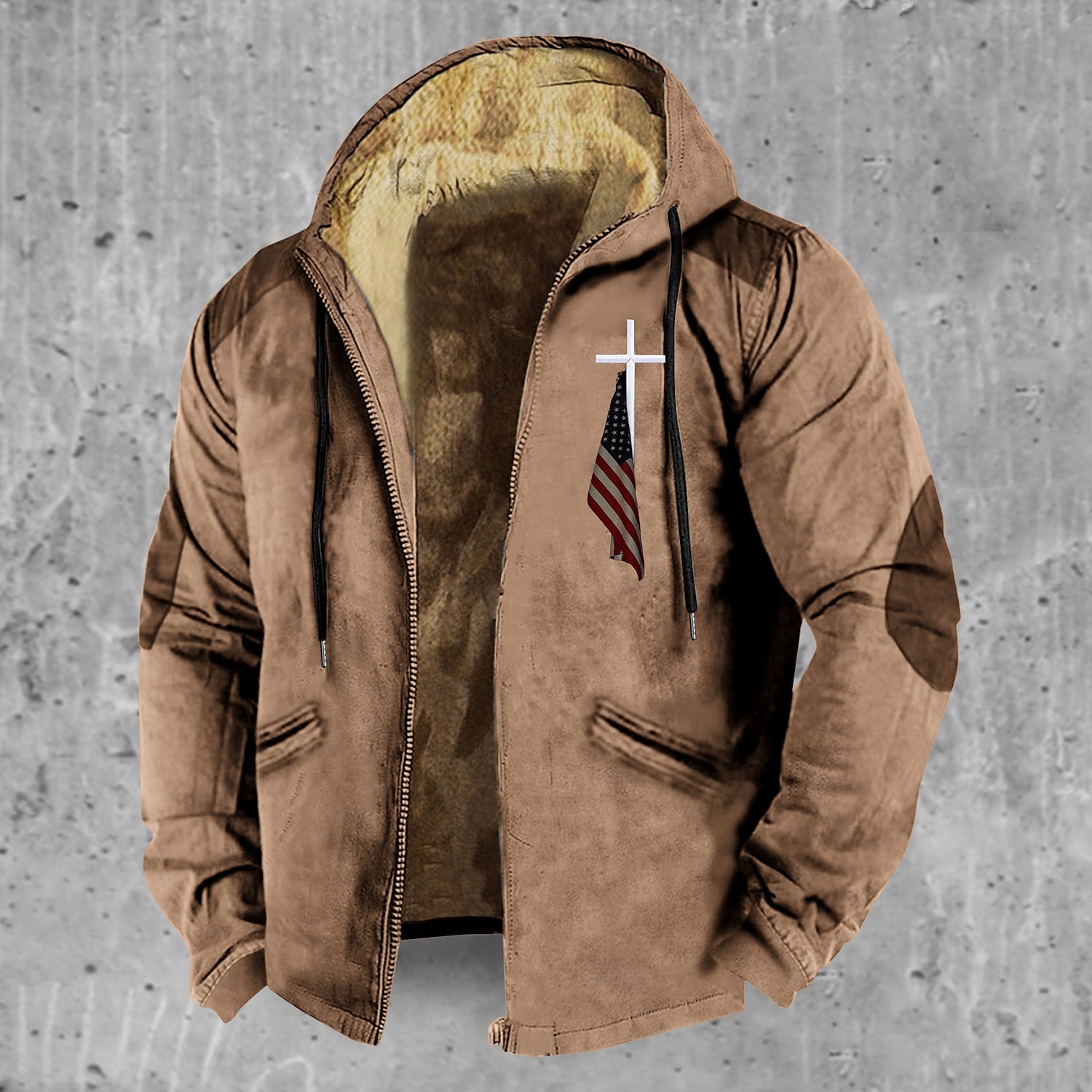 Herren Sweatjacke Kapuzenshirt mit durchgehendem Reißverschluss Fuzzy-Sherpa Fleecejacke Fleece-Hoodie Schwarz Armeegrün Blau Braun Khaki Mit Kapuze Graphic Reißverschluss Zip Tasche Sport & Natur 2025 - $42.99 –P2