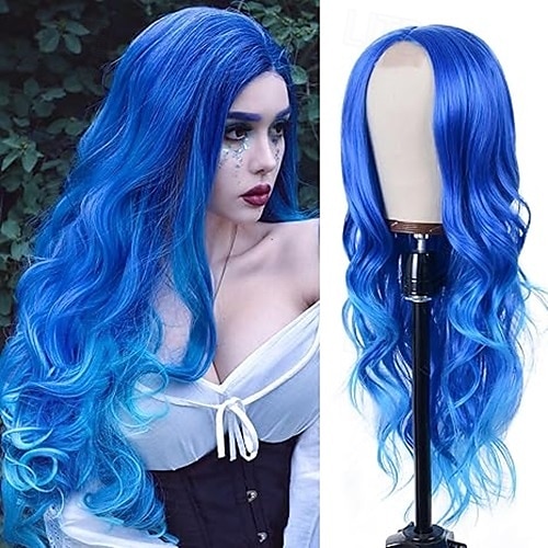 parrucca lunga ondulata per donna riga in mezzo parrucca lunga riccia parrucca sintetica resistente al calore dall'aspetto naturale in fibra per uso quotidiano alle feste parrucche per feste di natale del 2025 a $19.99 –P3