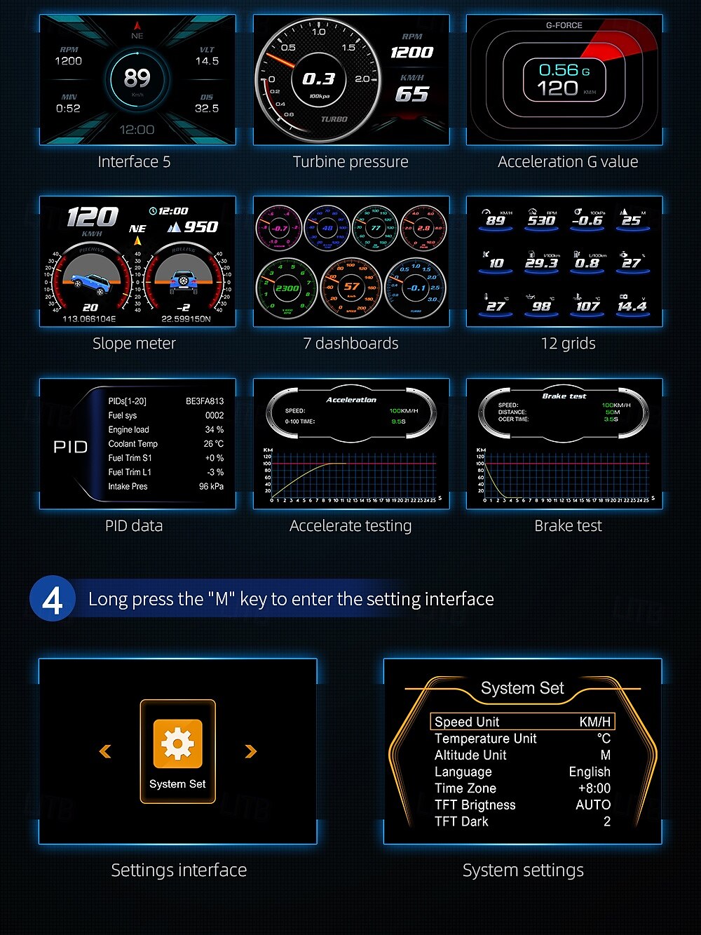 2025年 p3 gps スピードメーター hud obd2 ヘッドアップディスプレイ オンボードコンピューター 車の電圧 rpm 水温 傾斜計 アラームゲージ付き  コレクション – $118.99 –P4
