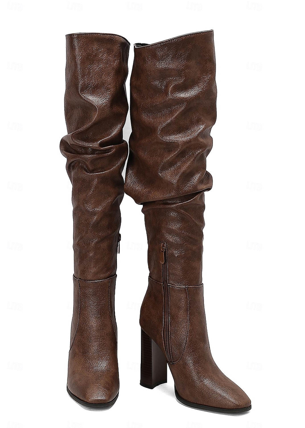 bottes souples marron au-dessus du genou pour femmes - talon épais, bout pointu, chaussures décontractées élégantes pour l'automne et l'hiver de 2025 ? $59.99 –P1