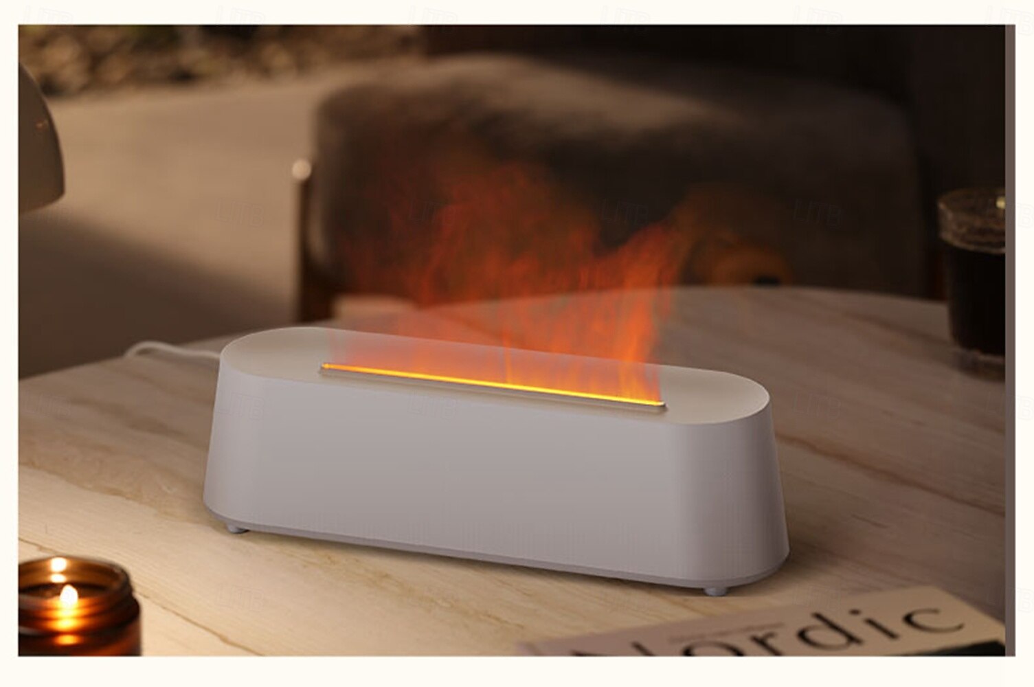 Bunter Flammenfeuer-Diffusor, Luftbefeuchter, ätherisches Öl, Aromatherapie-Diffusor mit Fernbedienung, 300 ml, große, ultra-leise Aroma-Diffusoren, 7 Farben 2025 - $37.99 –P1