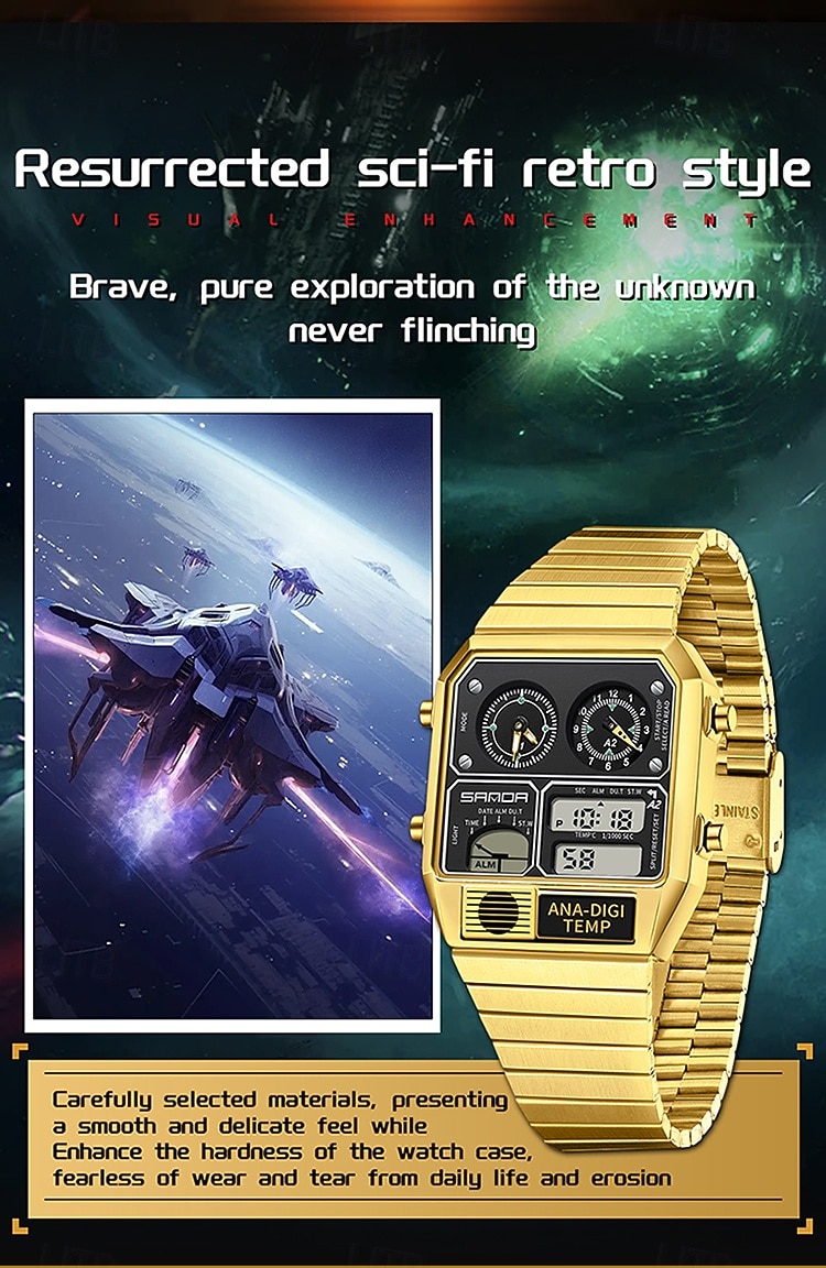 SANDA Men Digital Watch Sports Fashion Casual Business Minute Repeater Stopwatch Alarm Clock Waterproof Steel Watch 2026 - $48.99 –P6