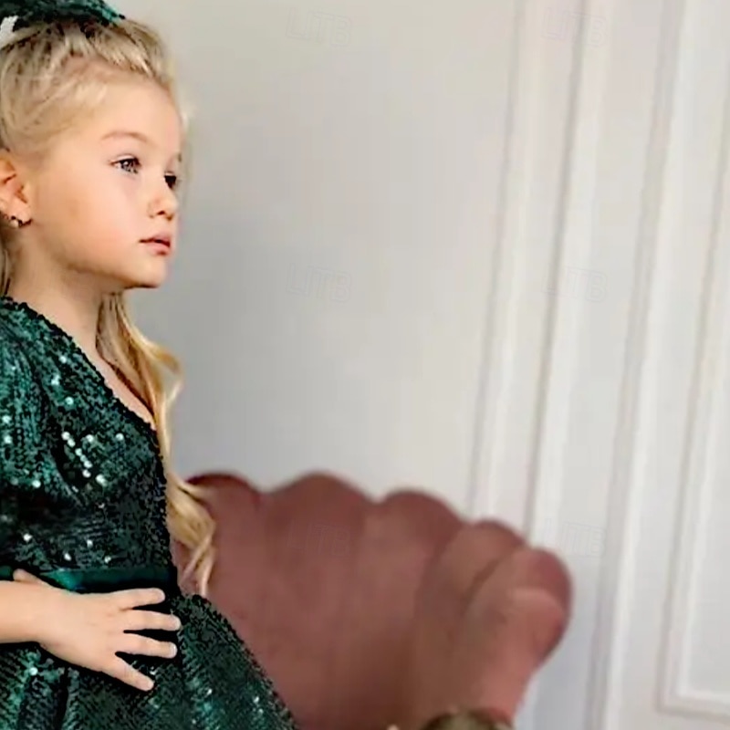 Infantil Para Meninas Vestido de festa Côr Sólida Manga Longa Espetáculo Com Transparência Princesa Doce Com Transparência Longuette Vestido da bainha Vestido De Tule Verão Primavera Outono Crianças de 2025 por $79.99 –P9