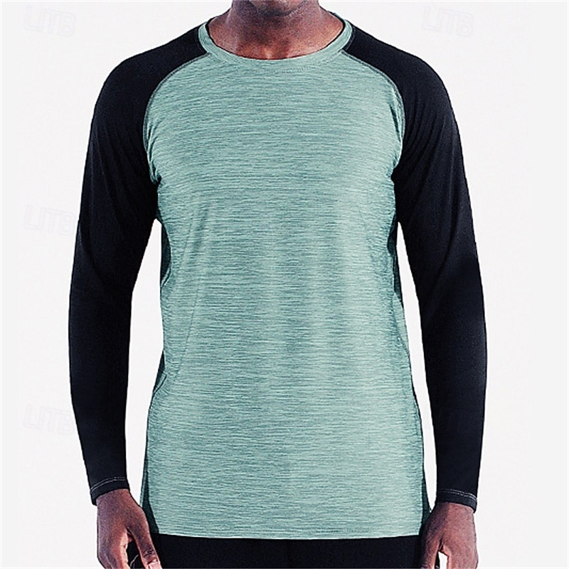 Men's Color Block Running T-Shirt Spring Fall Long Sleeve Casual Athleisure Quick Dry Breathable Gym Workout Running Walking Jogging Red Dark Navy Sage Sportswear Activewear 2026 - $21.99 –P3