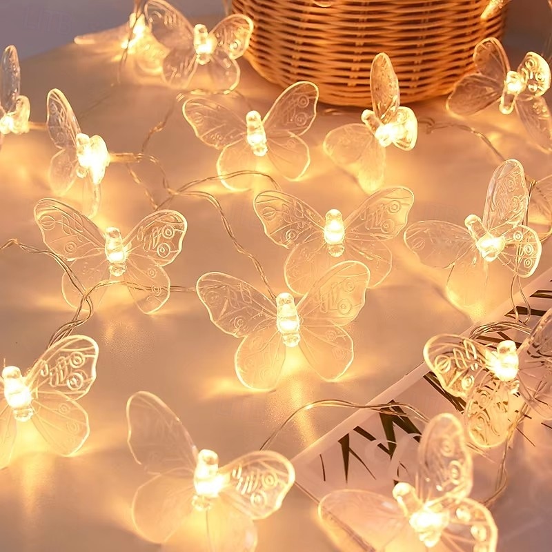Guirlande lumineuse papillon, 1,5 m/3 m, 10/20 LED, alimentée par batterie, pour Noël en intérieur&amp;décoration extérieure de 2025 ? $13.49 –P6