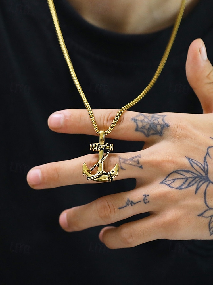 collana con ciondolo a forma di ancora da uomo - gioielli di moda in stile nautico per occasioni casual e formali del 2025 a $8.99 –P2