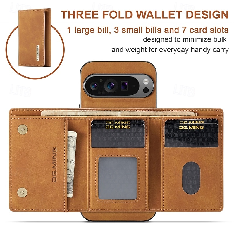 Phone Case For Pixel 9 Pro Pixel 9 Pro XL Pixel 8 Pro Pixel 8 Pixel 9 Pixel 7 Pixel 7 Pro Pixel 6 Pixel 6 Pro Pixel Fold Back Cover with Stand Holder Detachable Magnetic Retro TPU PU Leather 2025 - $23.99 –P9