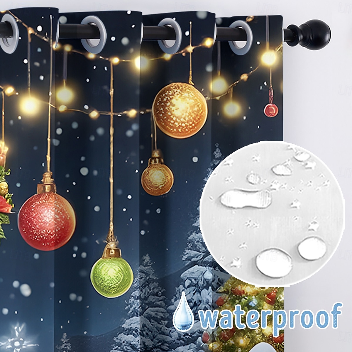 vánoční ozdoby santa voděodolný venkovní závěs soukromí, posuvné závěsy na terasu, závěsy na pergolu, průchodka pro altán, balkon, veranda, párty, 1 panel 2025 - $42.99 –P12