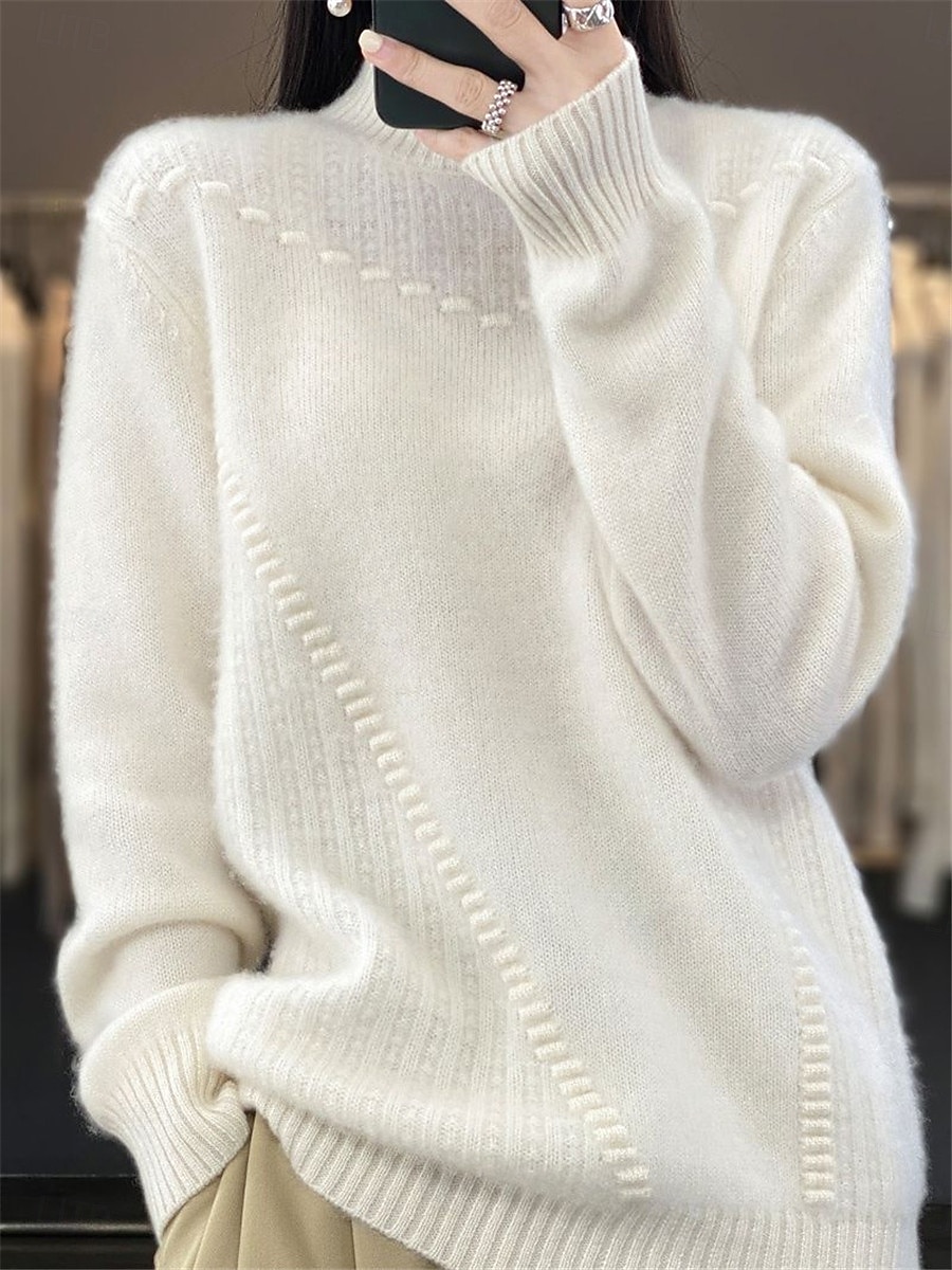 Femme Pull Chandail Pull Décontractées Flexible Couleur monochrome A côtes Col Roulé Tricoté manche longue Hauts réguliers Tricoter Extérieur du quotidien Fin de semaine Blanche Rouge Automne Hiver de 2025 ? $29.99 –P6