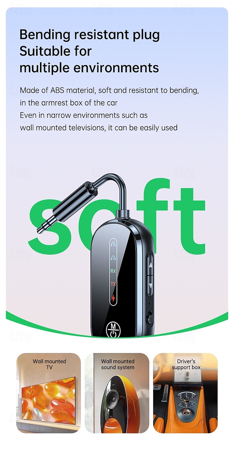 New Bluetooth 5.4 receiving transmitter car AUX two-in-one aircraft TV dedicated wireless transmitter one for two 2025 - $33.99 –P2