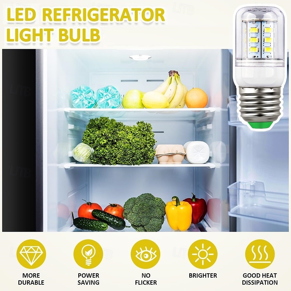 2025年 E26 LED 冷蔵庫用電球 3W 120V 400lm 40W 相当 フリジッドエア電球 2 個パック  コレクション – $13.49 –P3