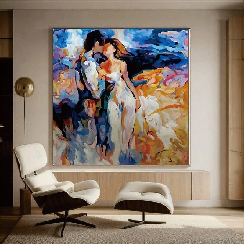 pintura a óleo artesanal abraçando casal amantes pintura a óleo - pintado à mão impressionista paris amantes pintura a óleo sobre tela espátula arte pinturas a óleo melhor presente para sala de estar de 2026 por $105.99 –P4