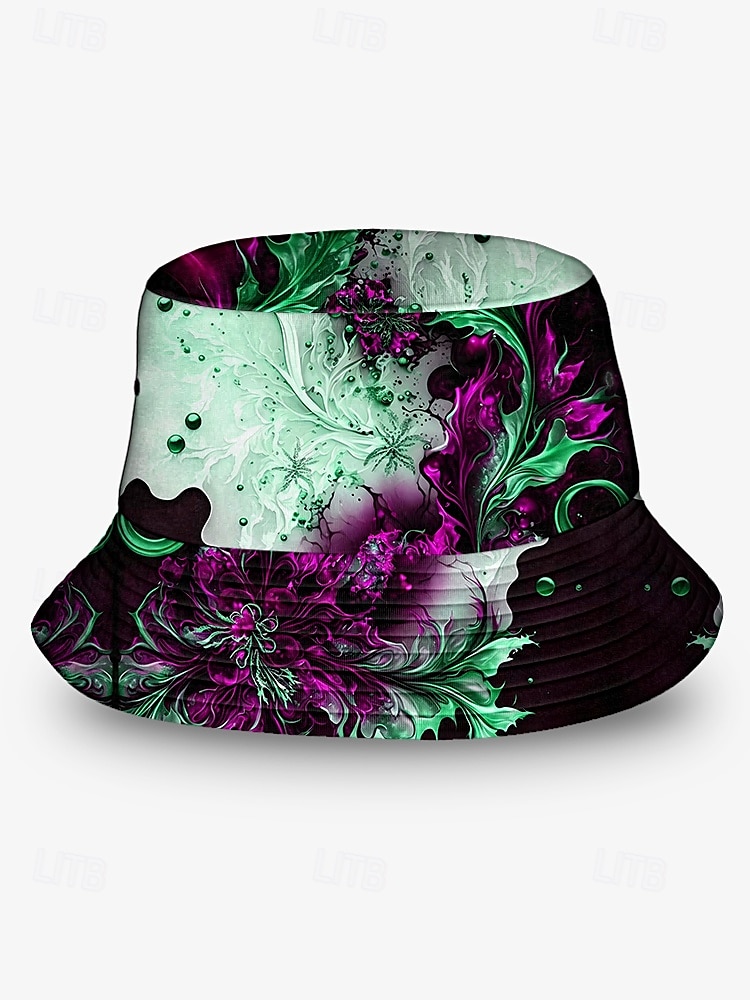 cappello da pescatore con stampa artistica da uomo con motivo floreale astratto blu e oro – cappello da sole da esterno elegante e unico per tutte le stagioni del 2025 a $19.99 –P6
