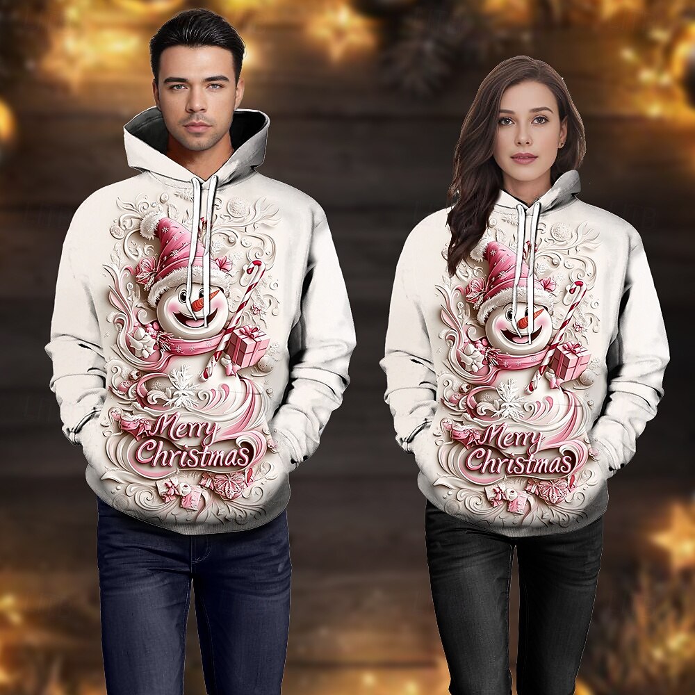 Navidad Muñeco de Nieve Sudadera Sudadera con capucha navideña divertida 3D Navidad Bolsillo delantero Gráfico Para Pareja Hombre Mujer Adulto Navidad Carnaval Impresión 3D Fiesta Festival 2025 - $29.99 –P2
